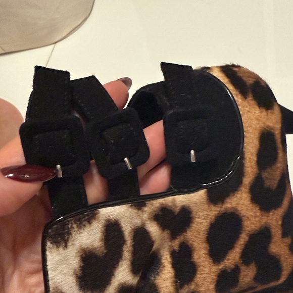 Giuseppe ZANOTTI black blue ANIMAL PRINT PONY HAIR ankle boots 37.5 - Picture 5 of 7